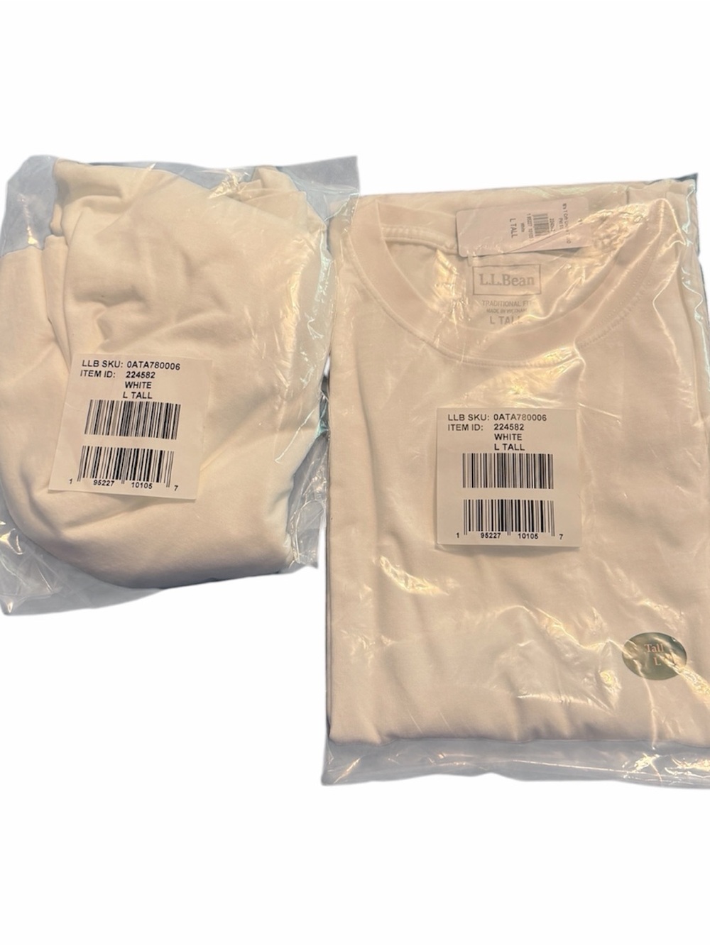 L.L. Bean Men’s White Crewneck Tee - Bundle of 2 NWT